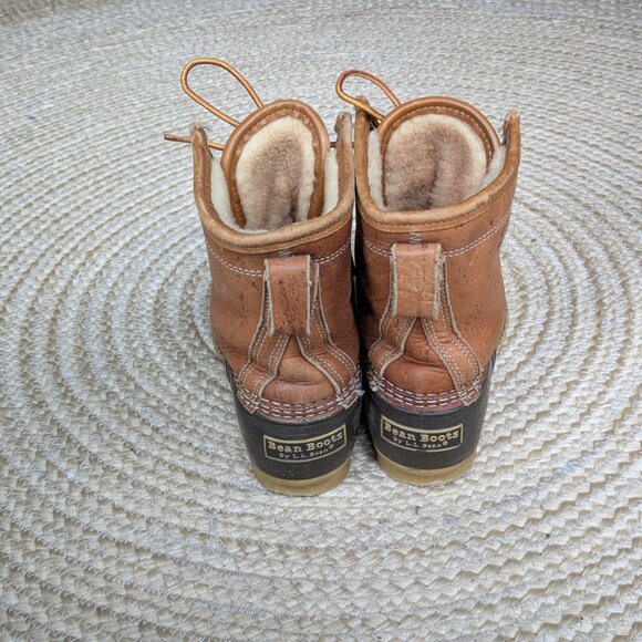 LL Bean 8" Shearling Lined Insulated Leather Lace Up Boots Women's 9.5 / 10 - Picture 5 of 12